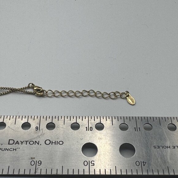 Monet Gold-Tone Chain Necklace With Green Bead Accents & Oval Glass Pendant - Picture 5 of 6